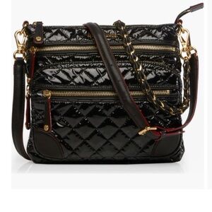 MZ Wallace Downtown Crosby Crossbody Bag Black Lacquer Quilted